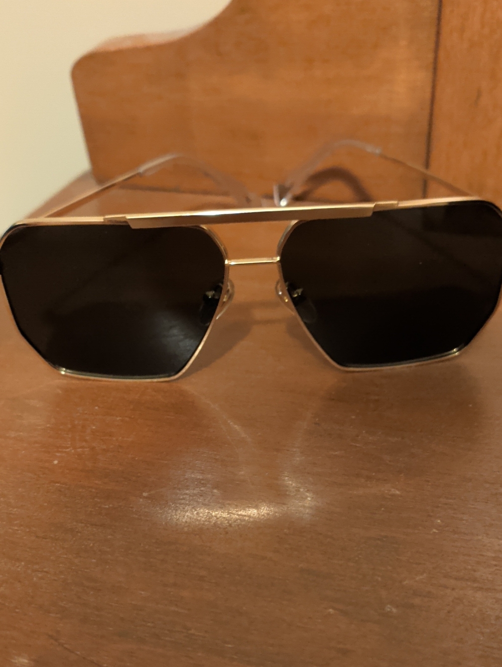Banbe The Huntington Collection Gold Frame Aviator Sunglasses with Black Lenses